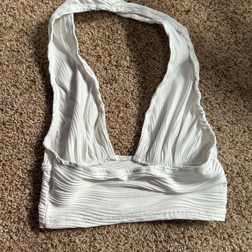 SHEIN White Ribbed Halter Top